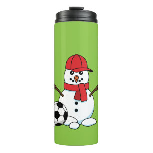 Termo Hombre de nieve gracioso con pelota de fútbol