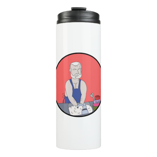 Termo Hombre mayor lavando los platos (Anverso)