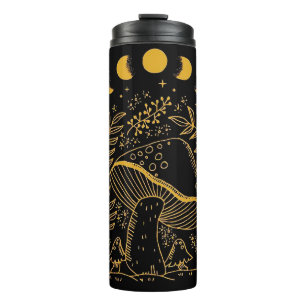 Termo Hongo Boho, hongo hippie, luna mística