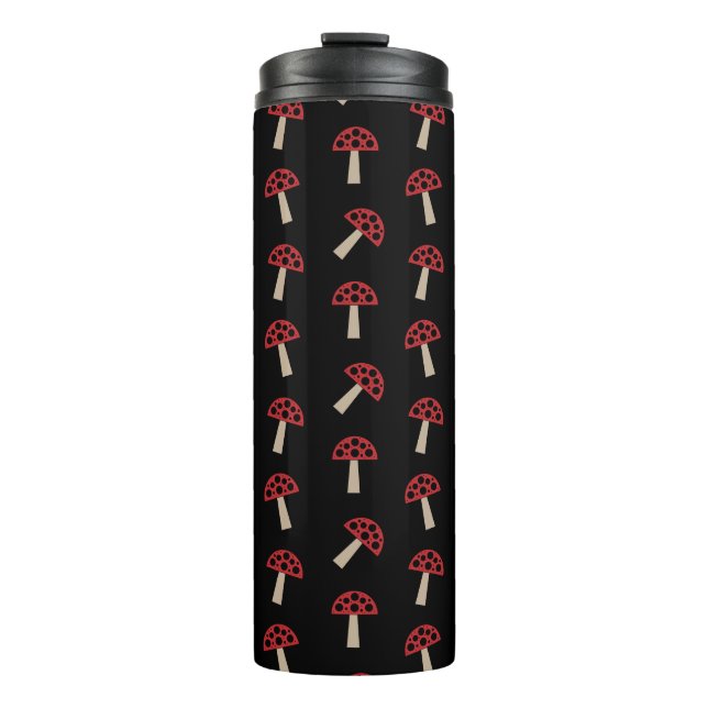 Termo Hongos Caprichosos Patrón Rojo y Negro (Anverso)
