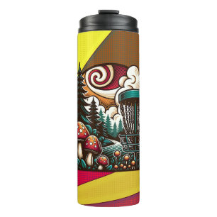 Termo Hongos Pop Art y campo de Disc Golf Arte Ai