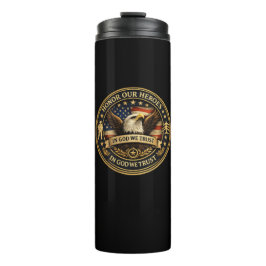 Termo Honor Our Heroes Military Coin Patriotic Flask