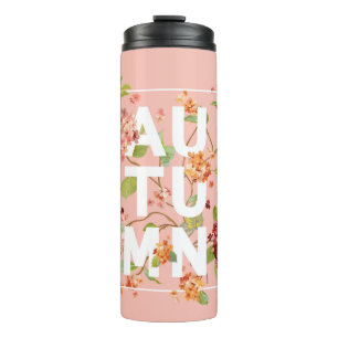 Termo Hortensia Flores Fondo. Diseño otoñal en vin