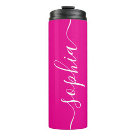 Termo Hot Pink White Script Custom Thermal Tumbler