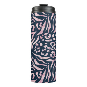 Termo Huella animal, leopardo, tigre, azul, rosa, piel