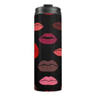 Termo Huella de labios, besos rosados rojos.