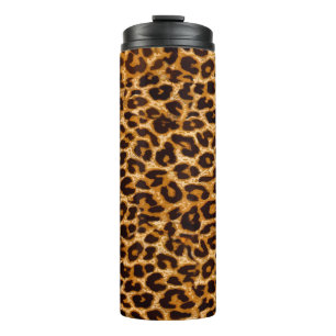 Termo Huella de leopardo, huella de chita, rosa, niña