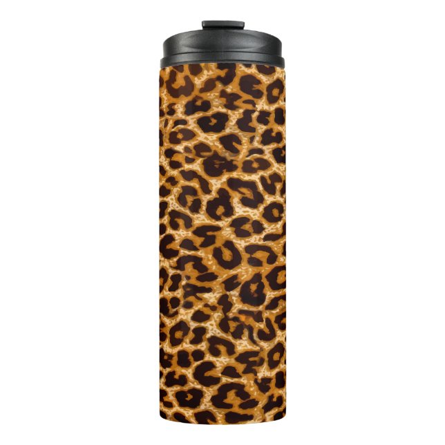 Termo Huella de leopardo, huella de chita, rosa, niña (Anverso)