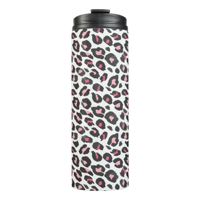 Termo Huella de leopardo, huella de chita, rosa, niña (Anverso)