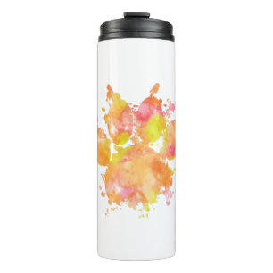 Termo Huella de pata de perro con salpicaduras de acuare