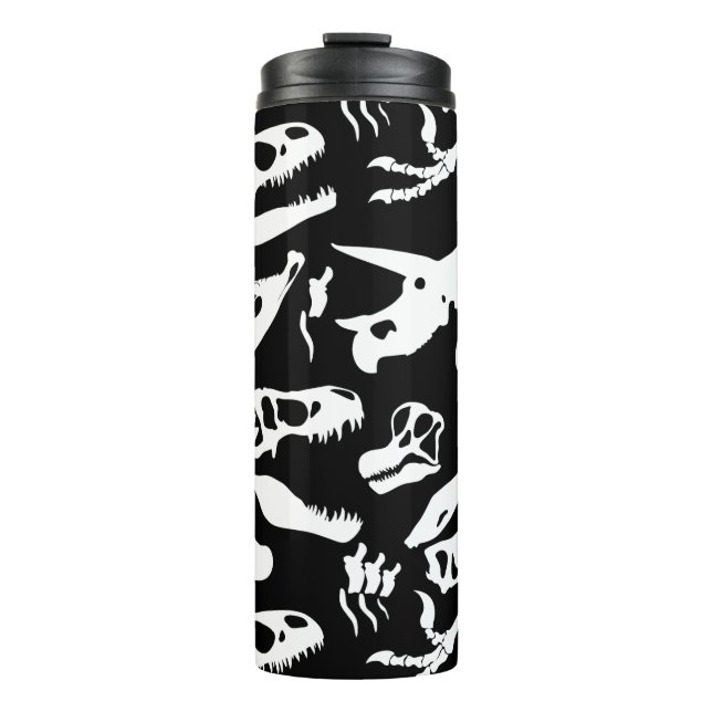 Termo Huesos de dinosaurio (blanco y negro) (Anverso)