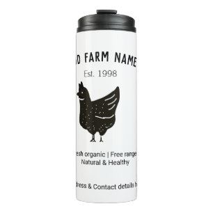 Termo huevos de gallina de granja añada nombre año direc