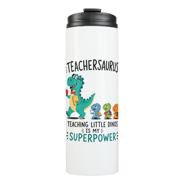 Termo Humor de Teachersaurus con pequeños dinosaurios (Anverso)