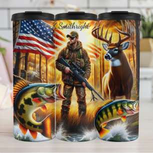 Termo Hunter Fish Deer Bandera Americana