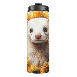 Termo Hurón Blanco Encantador con Girasoles