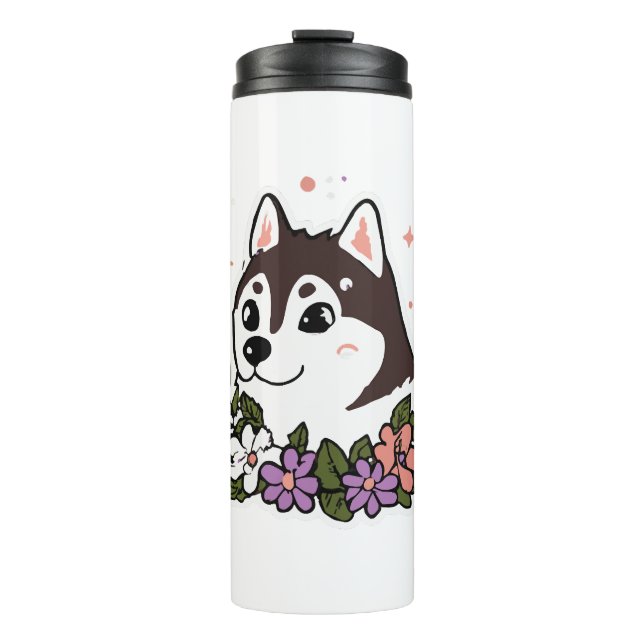 Termo Husky Flowers Dog Lover Malamute (Anverso)