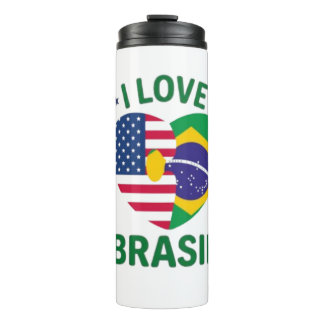 Termo I Love Brasil USA Flag Heart