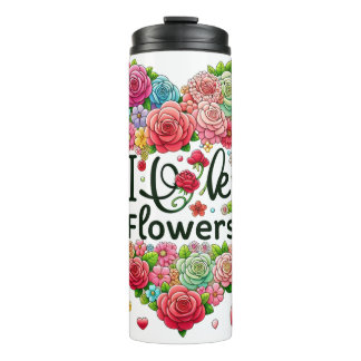 Termo I Love Flowers" Colorful Heart-shaped Floral