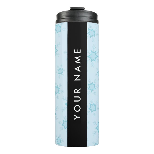 Termo Ice Blue Snowflakes, su nombre, Personalice (Anverso)