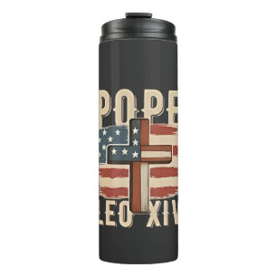 Termo Iglesia Cristiana Papa León XIV Bandera de EE. UU.