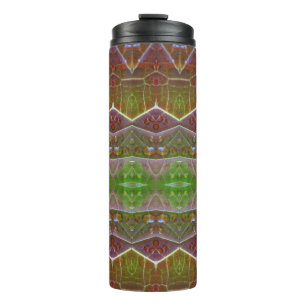 Termo Ikat 3 Pouf de hoja verde de bronce