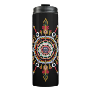 Termo Ikat Damask Red Green Vintage