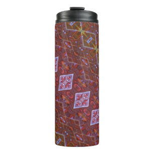 Termo Ikat de hoja verde y bronce 12