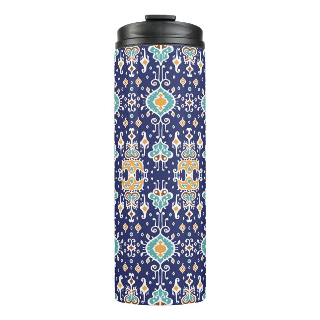 Termo Ikat Geometric: Ornamento Folklore Oriental. (Anverso)