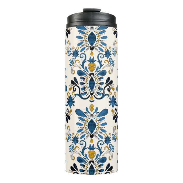 Termo Ikat tie-dye, acuarela tribal (Anverso)