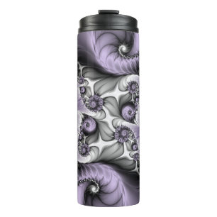 Termo Ilusión de Lila Arte Floral Abstracto Fractal Fant