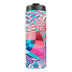 Termo Ilustracion acuarela con ondas lineales gráficas 