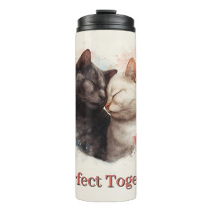 Termo Ilustracion acuarela de dos gatos nuzzing