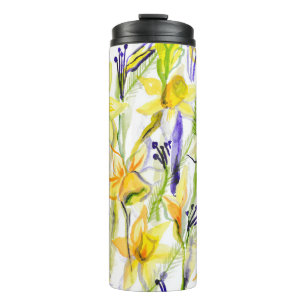 Termo Ilustracion acuarela de los Daffodils amarillos
