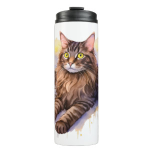 Termo Ilustracion acuático de gato de tabby largo y curt