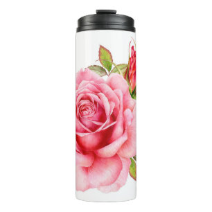 Termo Ilustracion acuático de una delicada rosa wi