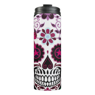Termo ilustracion artístico de flor ornamental de cráneo