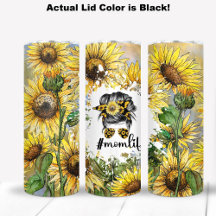 Ilustracion artístico de girasoles con #Momlife