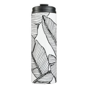 Termo Ilustracion blanco negro de hojas de plátano