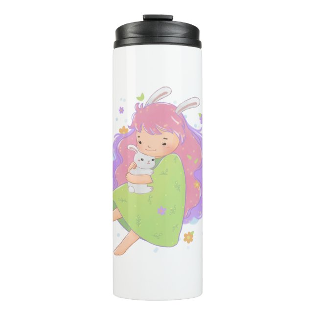 Termo Ilustracion Chica de conejo de primavera (Anverso)