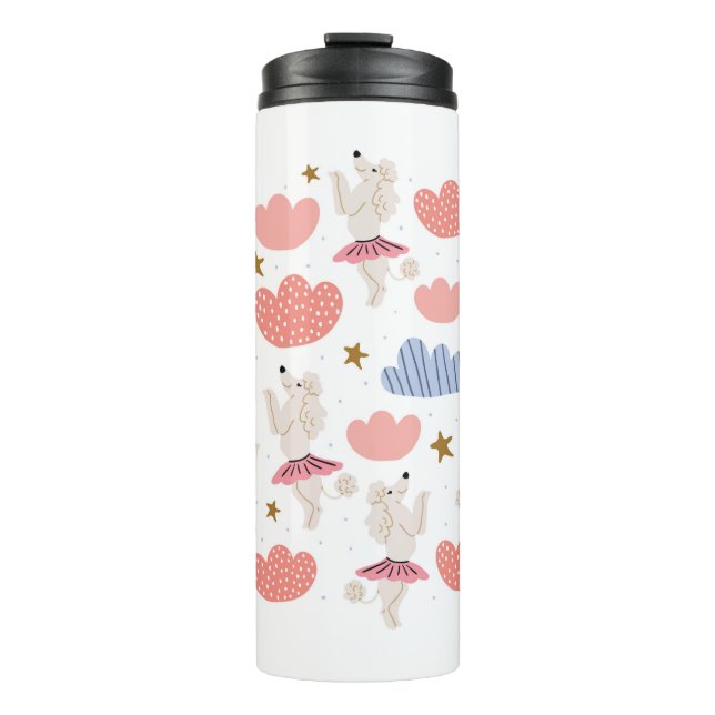 Termo Ilustracion circular con perros de caniche lindos  (Anverso)