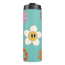 Termo ilustracion crema rosa retro flor tumbler.