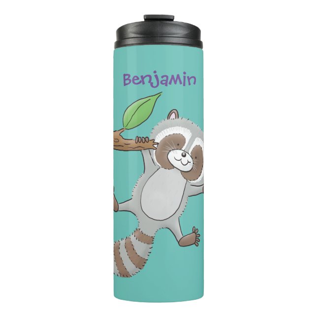 Termo Ilustracion de bebé de raccoon feliz lindo (Anverso)