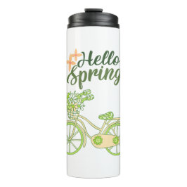 Termo Ilustración de bicicleta vintage de primavera
