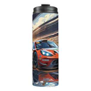 Termo Ilustracion de coche de Carreras dinámica con barr