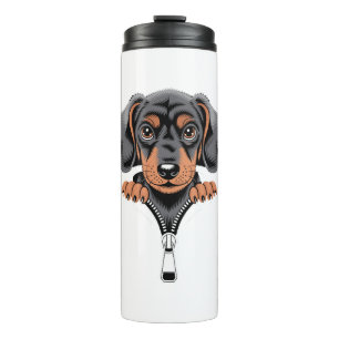 Termo Ilustración de dachshund lindo asomándose por la c