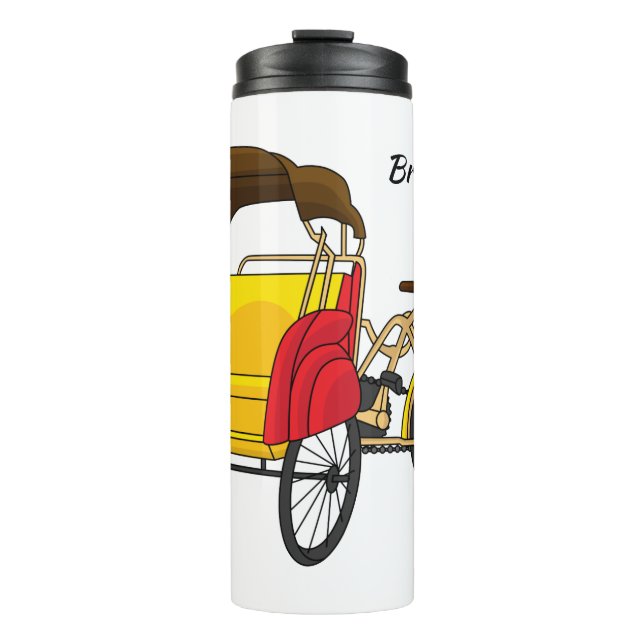 Termo Ilustración de dibujos animados de rickshaw de ped (Anverso)