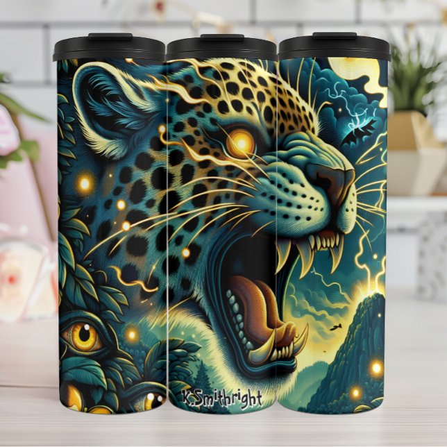 Termo Ilustracion de fantasía de Jaguar enojado oscuro (Subido por el creador)