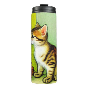 Termo Ilustracion de gato de tabby de época