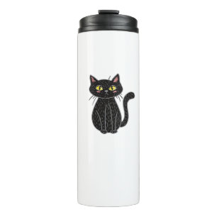 Termo Ilustración de gato negro, camiseta clásica de gat
