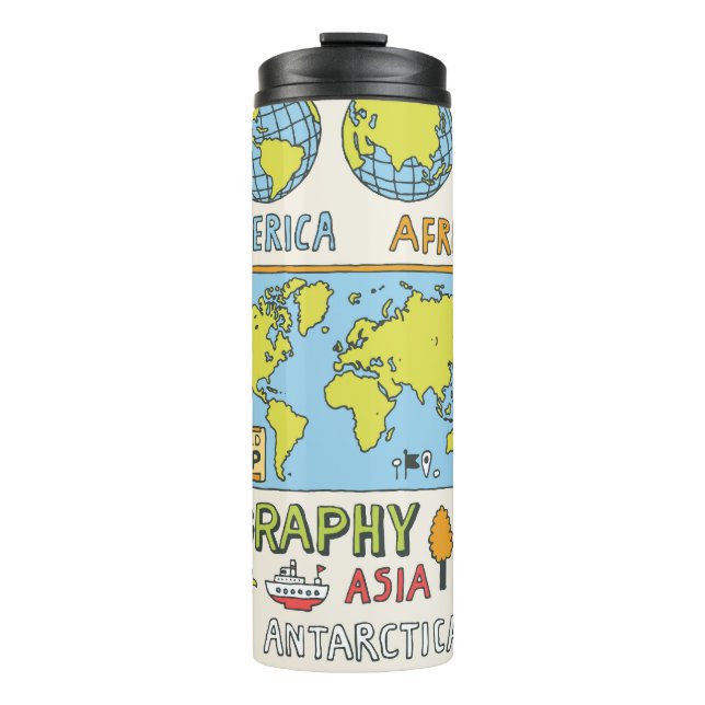 Termo Ilustracion de geografía de época dibujado a mano (Anverso)